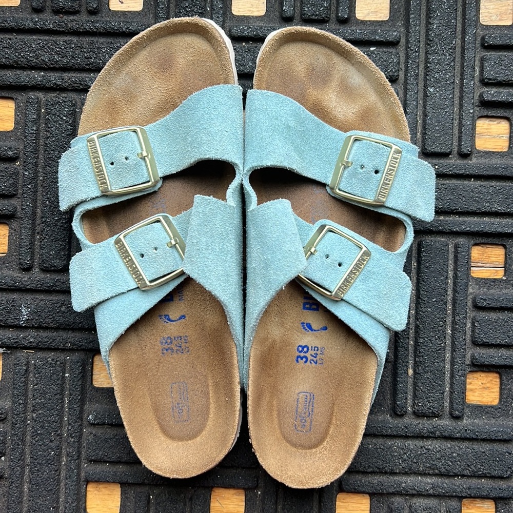 Blue Suede Birkenstock Arizona Buckle  Sandal